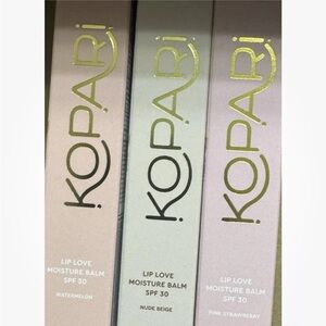 Kopari Lip Love Balm SPF 30 Trio - Watermelon, Nude Beige, Pink Strawberry